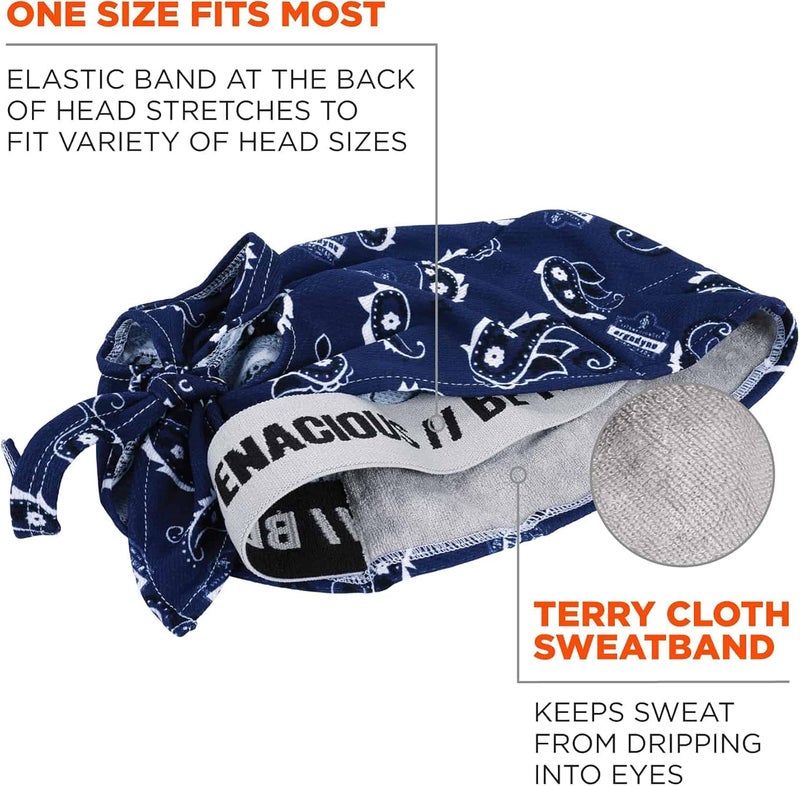 Ergodyne Chill Its 6615 Dew Rag with Terry Cloth Sweatband - Navy Western - Image 3