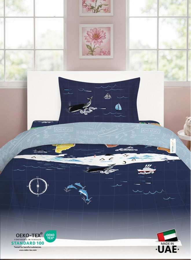 Cotton home طقم غطاء لحاف أطفال من القطن 3 قطع - 135x220 تصميم أطلس الحيوانات 100% قطن فاخر - Image 5