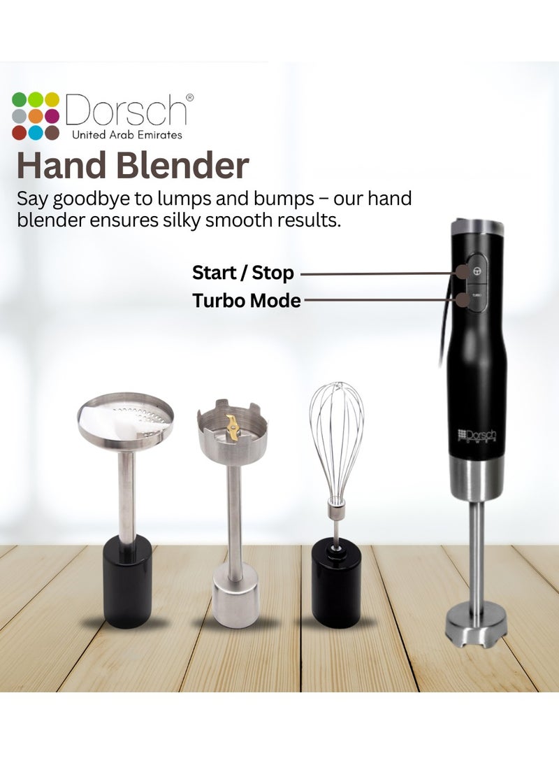 Dorsch Danish Design Hand Blender HB600S | 800W Powerful Motor, Turbo Function, 6 Speed Control | Multi-Function Immersion Blender | Durable Stainless Steel Blades, BPA-Free, Compact & Ergonomic Design | Easy to Clean (Blender Only) - Image 4