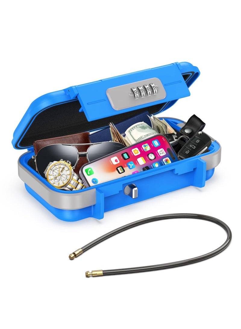 Excefore Portable Safe Box, Combination Security Case LockBox with Code, Waterproof Anti-Theft Safe Lockbox, with Removable Chain, Portable Lock Box for Car Dorm Beach Hotel Personal Items Safe  - Image 1