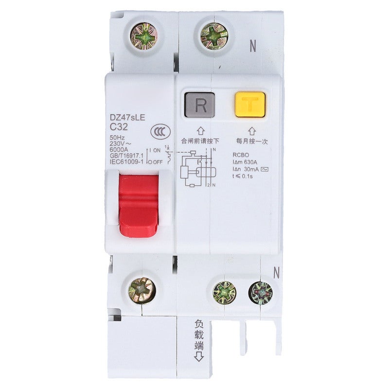 Delixi Miniature Circuit Breaker 32A AC 230V 50Hz Leakage Overload Short Circuit Protection - 6kA Breaking Capacity PA66 Material for Office Residential Lighting - Image 1