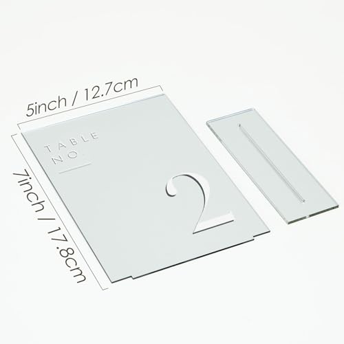JINMURY Sliver Wedding Table Numbers 120 with Stands 5x7 Sliver Mirror Acrylic Table Numbers for Wedding Reception Sliver Mirror White Font Number 120 5x7 - Image 3