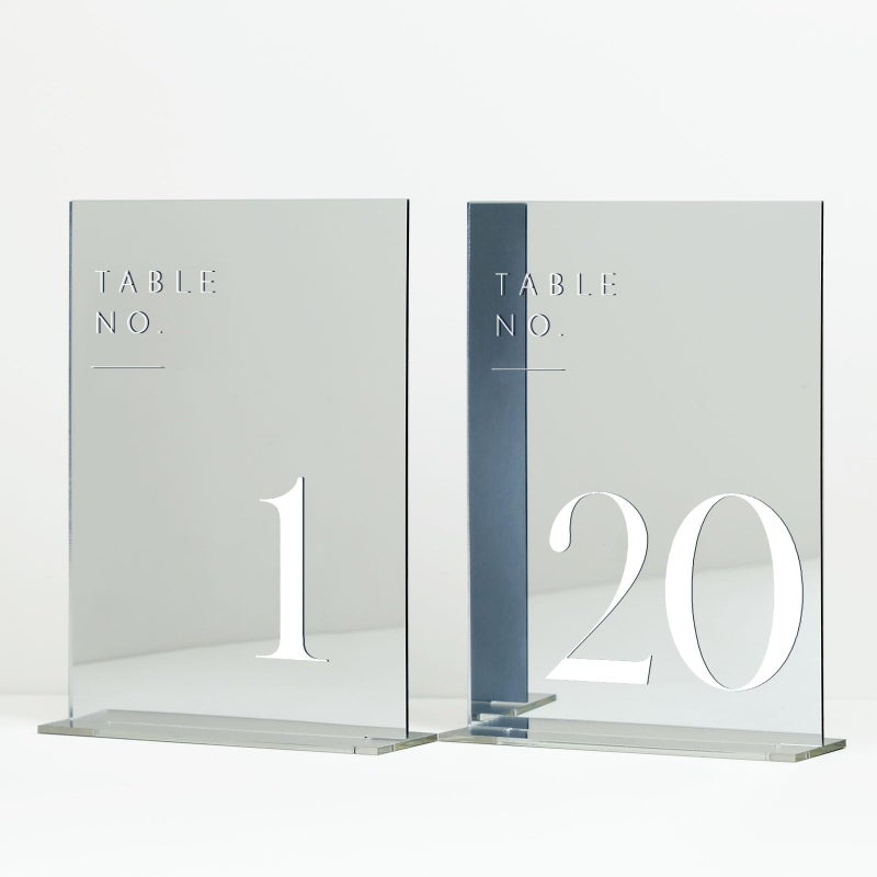 JINMURY Sliver Wedding Table Numbers 120 with Stands 5x7 Sliver Mirror Acrylic Table Numbers for Wedding Reception Sliver Mirror White Font Number 120 5x7 - Image 2