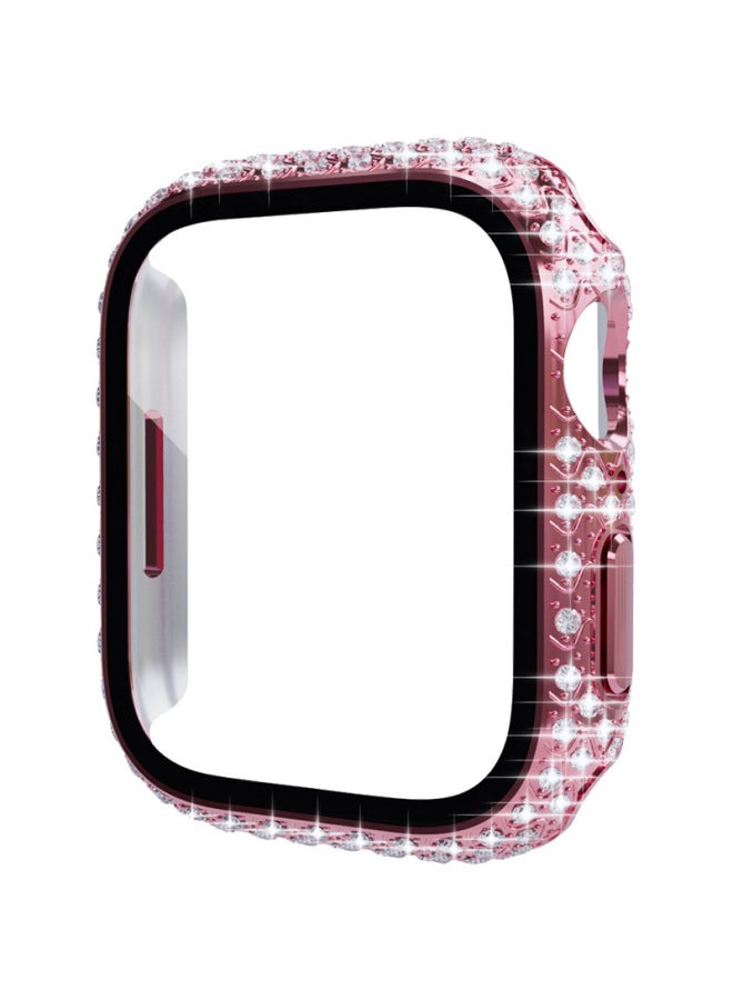 For Apple Watch 7 Generation Watch Protective Cover For Iphone 7 Generation Watch Tempered Film Case Integrated Protective Shell-Color:Chinese Style-Pink-Exterior Dimension:41mm