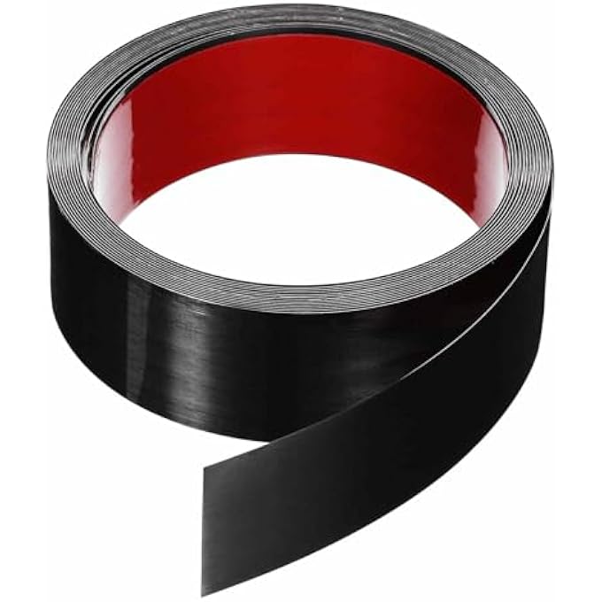 PEEL AND STICK METAL MOLDING TRIM 2" X 20FT SELF-ADHESIVE STAINLESS STEEL WALL TRIM BRUSHED DECORATE STRIP FOR WALL CEILING FLOOR CABINET TILE EDGE, BLACK - Image 1