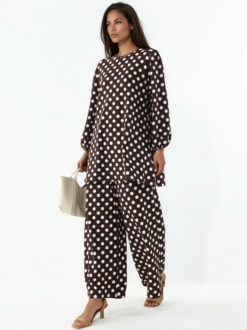 BIG DART BDART Textured Long Sleeve Tunic and Wide Leg Pants Set