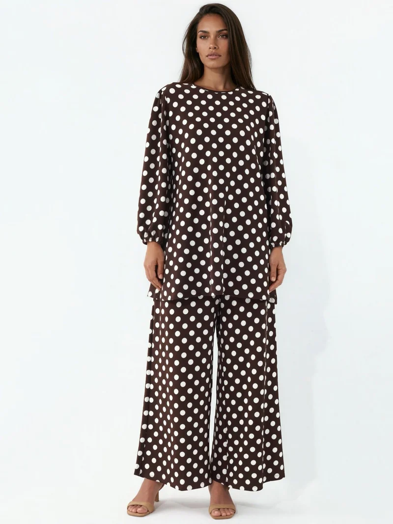 BIG DART BDART Textured Long Sleeve Tunic and Wide Leg Pants Set