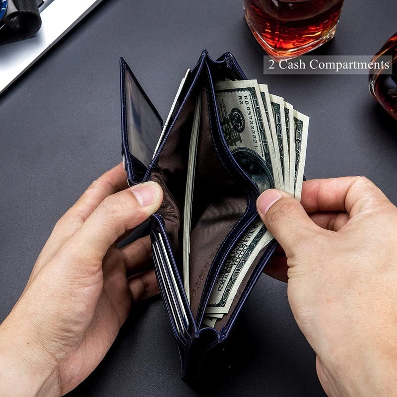 BULLCAPTAIN Large Capacity Genuine Leather Bifold Wallet/Credit Card Holder for Men with 15 Card Slots QB-027 - Image 5