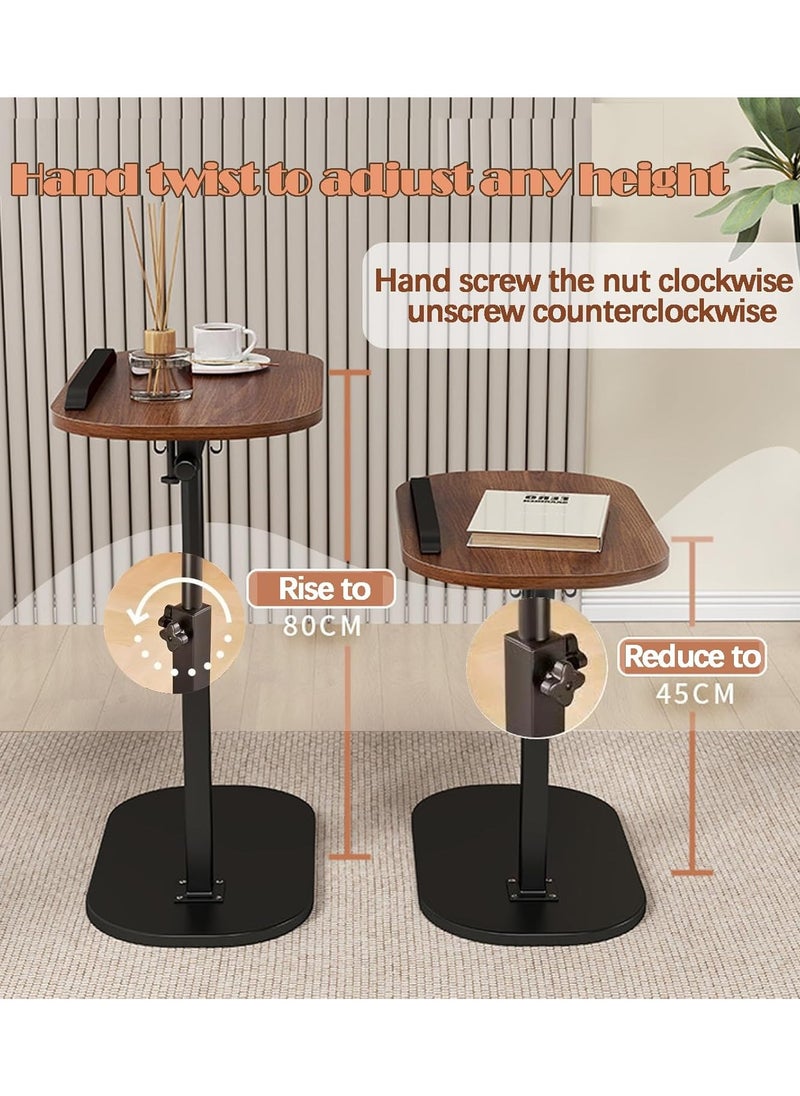 DubaiGallery Adjustable Side Table NAN C-Shaped, Metal Frame MDF Simple Tea for Hotel Famous and Famous Special-Shaped Table, Brown/Black  - Image 2