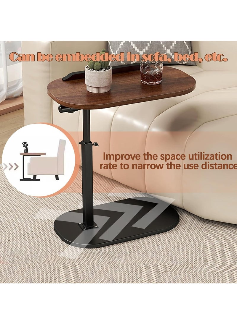 DubaiGallery Adjustable Side Table NAN C-Shaped, Metal Frame MDF Simple Tea for Hotel Famous and Famous Special-Shaped Table, Brown/Black  - Image 3