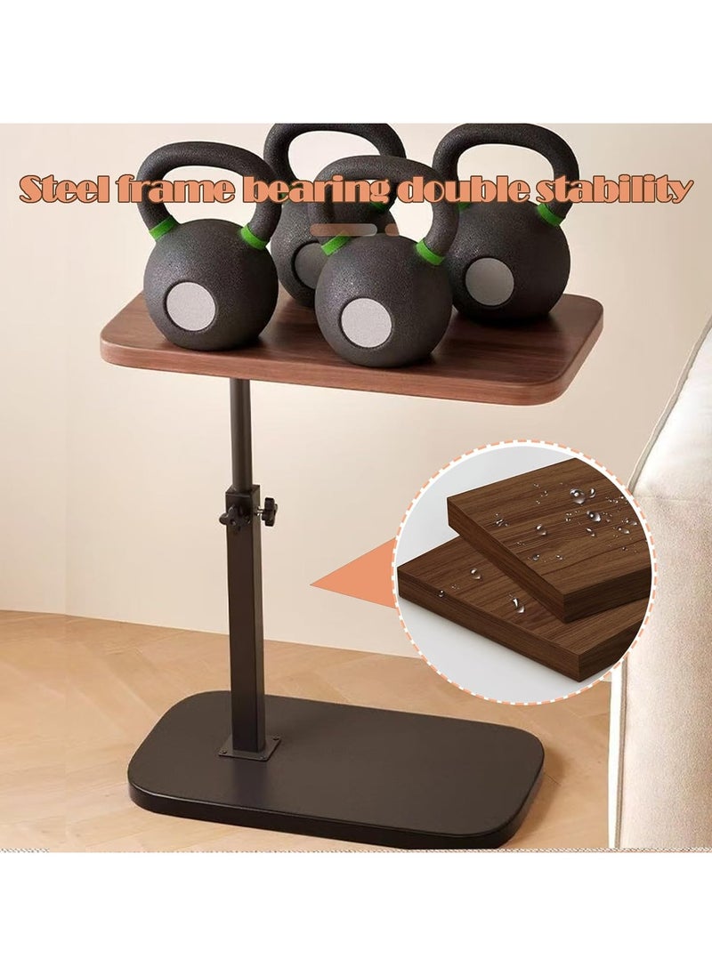 DubaiGallery Adjustable Side Table NAN C-Shaped, Metal Frame MDF Simple Tea for Hotel Famous and Famous Special-Shaped Table, Brown/Black  - Image 4