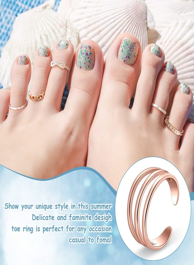 MTLEE 24 Pcs Toe Rings for Women Adjustable Toe Rings Band Open Tail Ring Silver and Gold Toe Ring Summer Toe Rings Beach Jewelry - Image 5