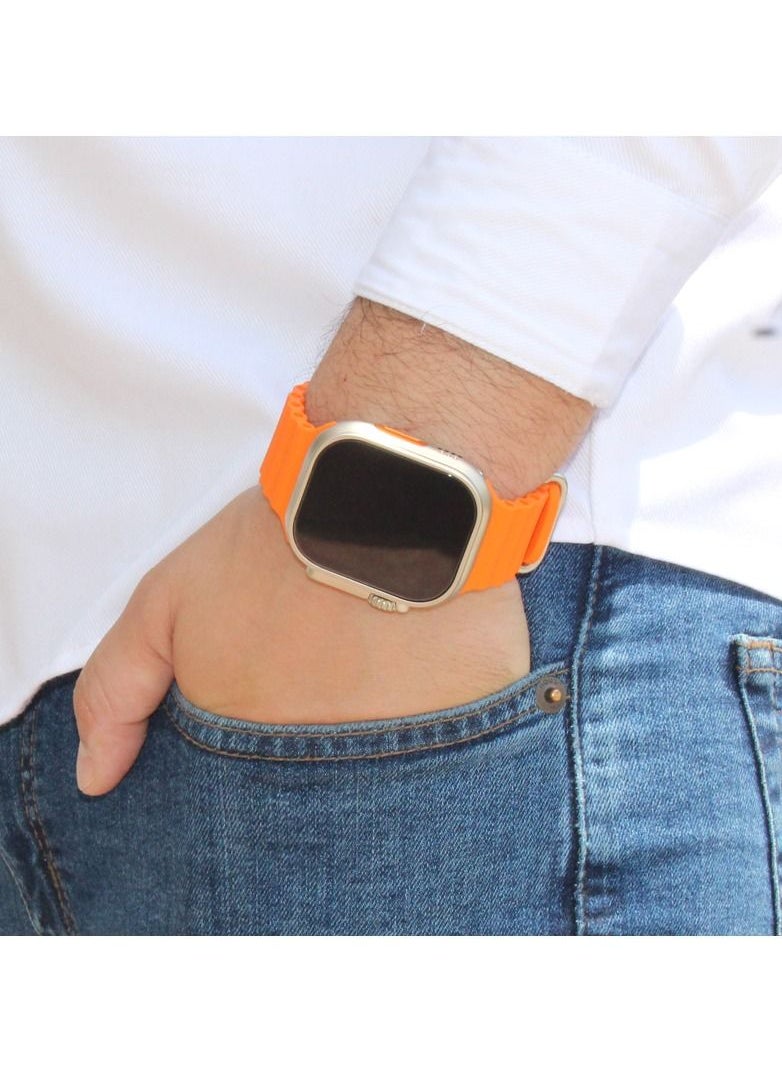 Max & Max - Ultra Smart watch Wireless Charging, Full Touch Screen, Bluetooth 5.1, Waterproof Heart Rate,  Compatible with Android and Apple Devices - Orange - Image 1