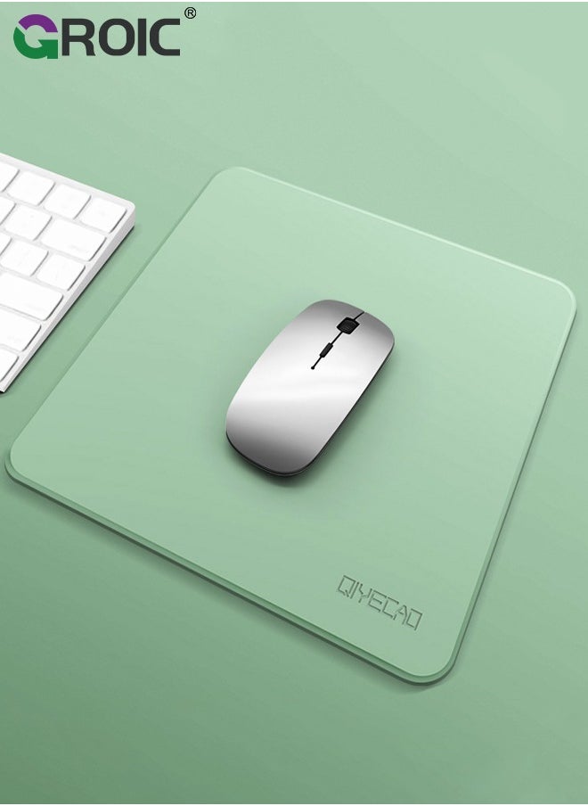 GROIC Green Square Mouse Pad, Non-Slip Mouse Mat with Premium Stitched Edge, Waterproof Thickened PVC Leather Mouse Pad for Office Work/Home/Decor  - Image 1