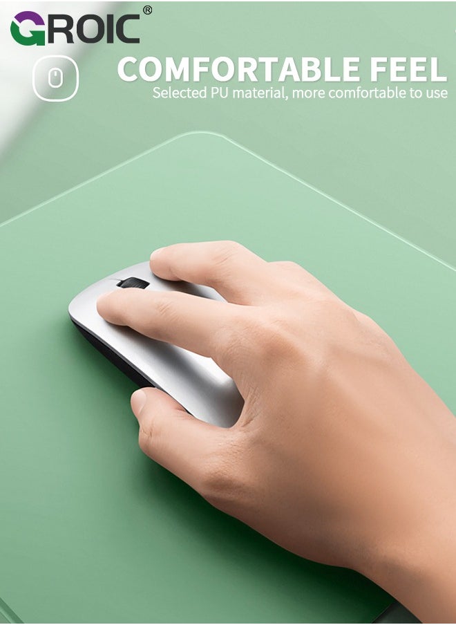 GROIC Green Square Mouse Pad, Non-Slip Mouse Mat with Premium Stitched Edge, Waterproof Thickened PVC Leather Mouse Pad for Office Work/Home/Decor  - Image 3