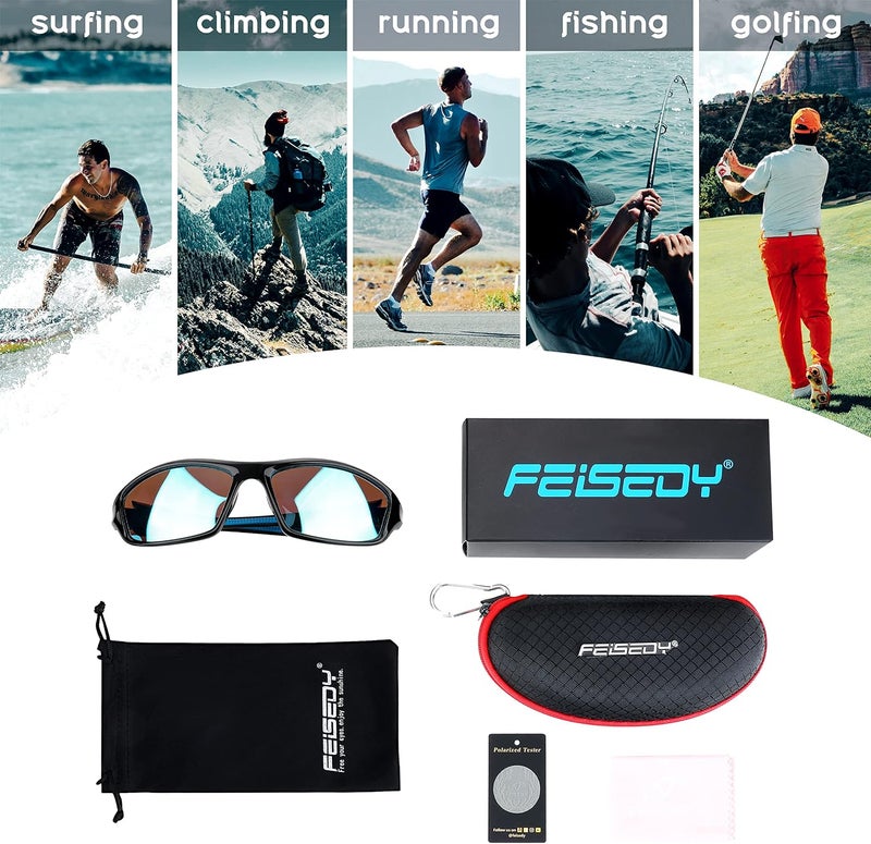 FEISEDY Modern color selections Polarized Sports Sunglasses For Men Women Night Driving Cycling Fishing Glasses B2674 Land transit & shipment compatible - Image 5