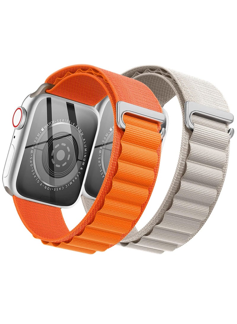 BORTONY - Pack of 2 Apple Watch Band Alpine Loop Band 49mm 45mm 44mm for Men Women Nylon Woven Sport Strap Compatible with iWatch Series 8 Ultra 7 SE 6 5 4 3 2 1 - Image 1