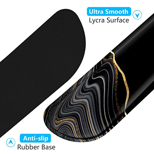 Dapesuom Enlarge Keyboard Wrist Rest, Memory Foam Wrist Cushion for Desk Mats Support, Marble Pain Relief Keyboard Mouse Pad Rests Set with Non-Slip Base for Gaming Laptop Office Computer, Black Gold - Image 4
