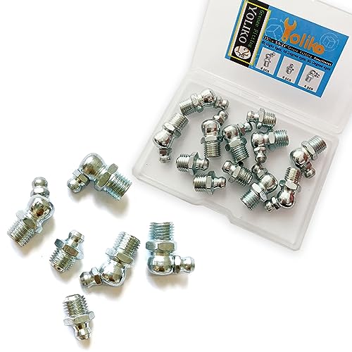 Yoliko 3824 12Pcs Grease Fitting Assortment Straight 45 90 Degree Zerk Fittings Galvanized Steel for IndustrialAgricultural Machinery Cars Ships - Image 1