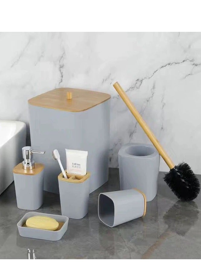 6 PCS Bathroom Set LOTION DISPENSER TUMBLER  TOOTHBRUSH HOLDER SOAP DISH TOILET BRUSH HOLDER WASTE BIN - Image 1