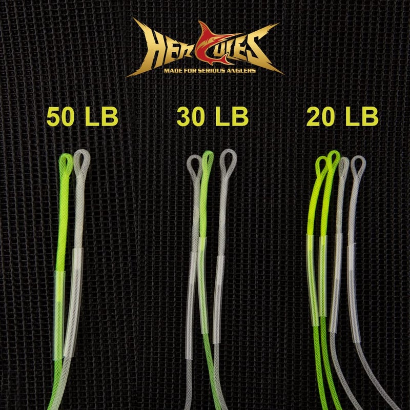 HERCULES Fly Fishing Leader Connector for Fly line 9Pcs Pro Selection Combo - 20lb 30lb 50lb, Clear and High-Vis Yellow - Image 2