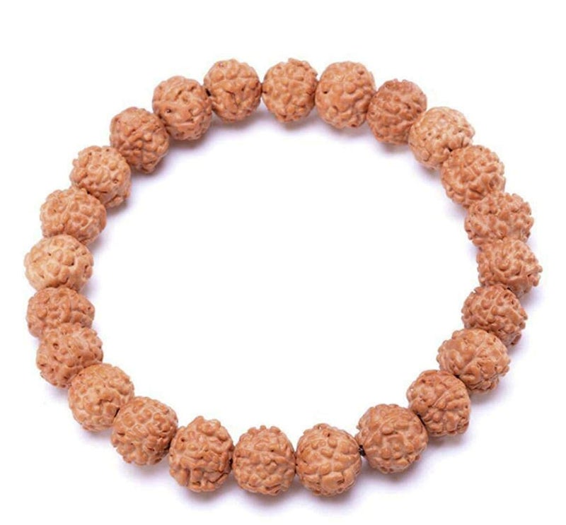 EDMIRIA Panchmukhi 5 Five Mukhi Rudraksha Round Beads Yoga Meditation Astrological Stretchable Bracelet for Men and Women (8mm Beads) - Image 2