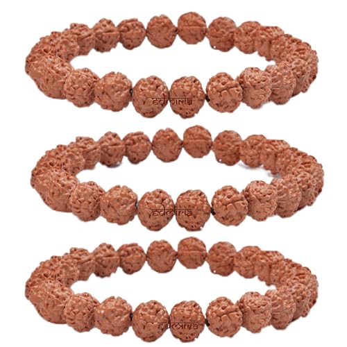 EDMIRIA Panchmukhi 5 Five Mukhi Rudraksha Round Beads Yoga Meditation Astrological Stretchable Bracelet for Men and Women (8mm Beads) - Image 1