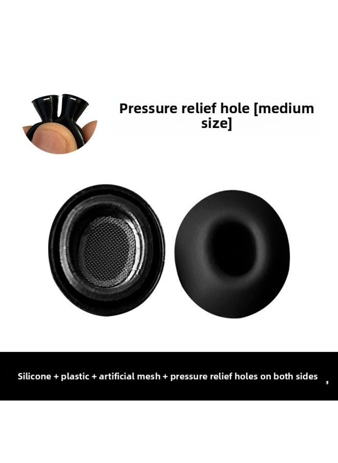 Generic - Applicable For Airpods Pro 2nd Generation Silicone Ear Caps Third Generation Bluetooth Headset Noise Reduction Earplugs Small-Color:Pressure Relief Hole [medium] Black - Image 1