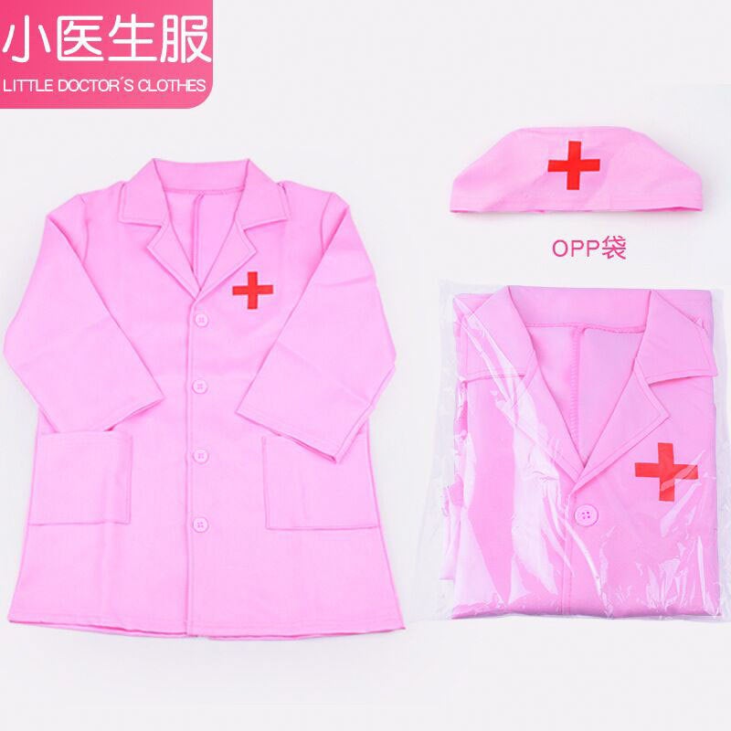 general Kids Nurse Costume White Pink Coat for Dress Up Play and School Performance - Image 1