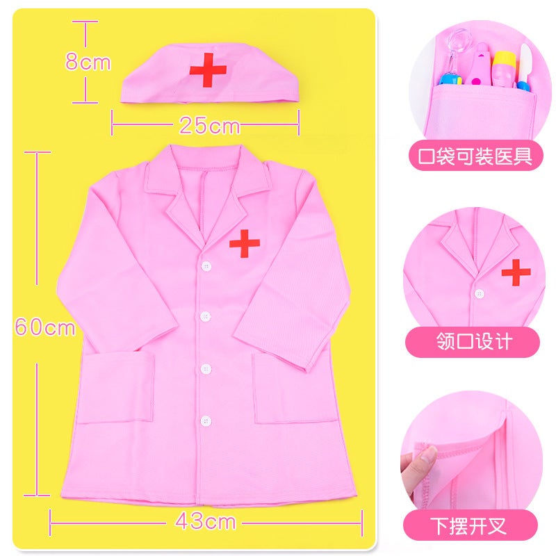 general Kids Nurse Costume White Pink Coat for Dress Up Play and School Performance - Image 3