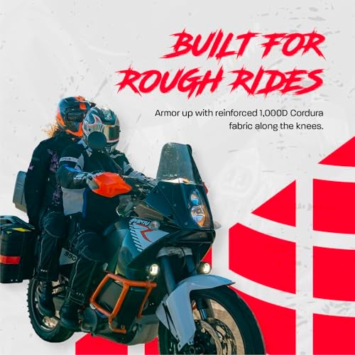 HWK Motorcycle Pants for Men and Women with Water Resistant Cordura Textile Fabric for Enduro Motocross Motorbike Riding & Impact Armor, Dual Sport Motorcycle Pants with 36"-38" Waist, 30" Inseam - Image 3