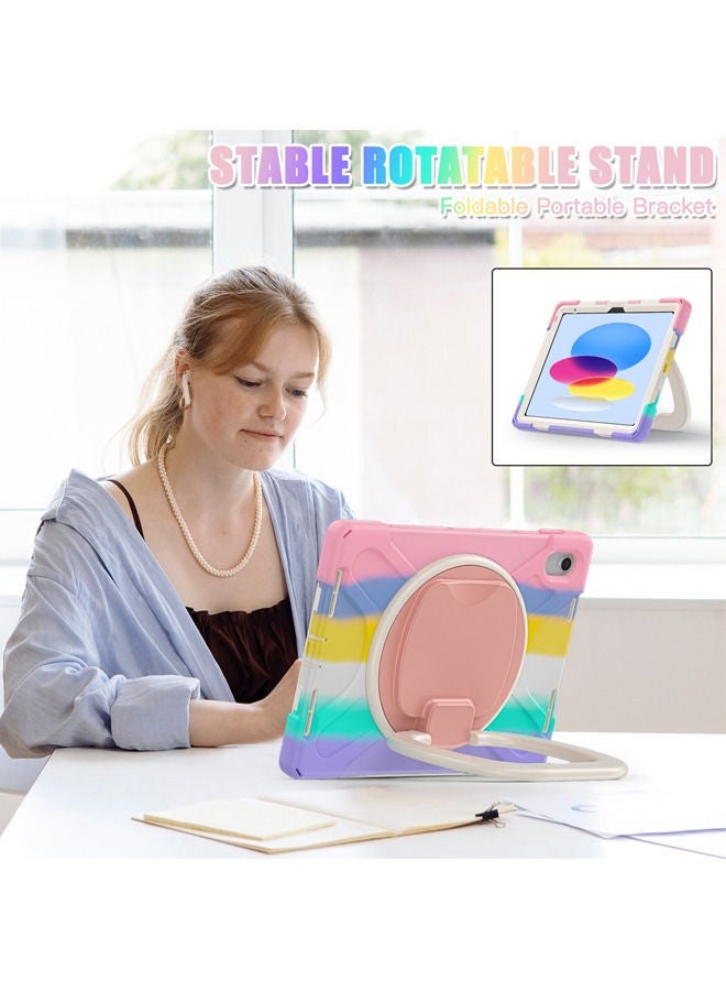 روك بو جراب لجهاز iPad (A16) مقاس 11 بوصة من الجيل 2025/جراب لجهاز iPad 10 من الجيل العاشر من الجيل 2022، مصنوع من السيليكون عالي الجودة المتين مع حامل قلم رصاص، وحامل دوار 360 درجة، وغطاء بمقبض لجهاز iPad 11 بوصة من الجيل 2025/10.9 بوصة من الجيل العاشر من الجيل 2022 - Image 4