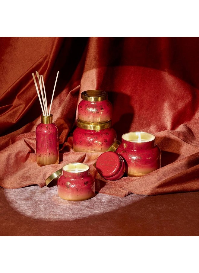 Capri Blue - Glimmer Reed Diffuser Set - Includes Diffuser Sticks, Apple Cider Social Diffuser Oil, And Glass Oil Diffuser Bottle - Cranberry Red & Gold Diffusers For Home Decor (8 Fl Oz) - Image 1