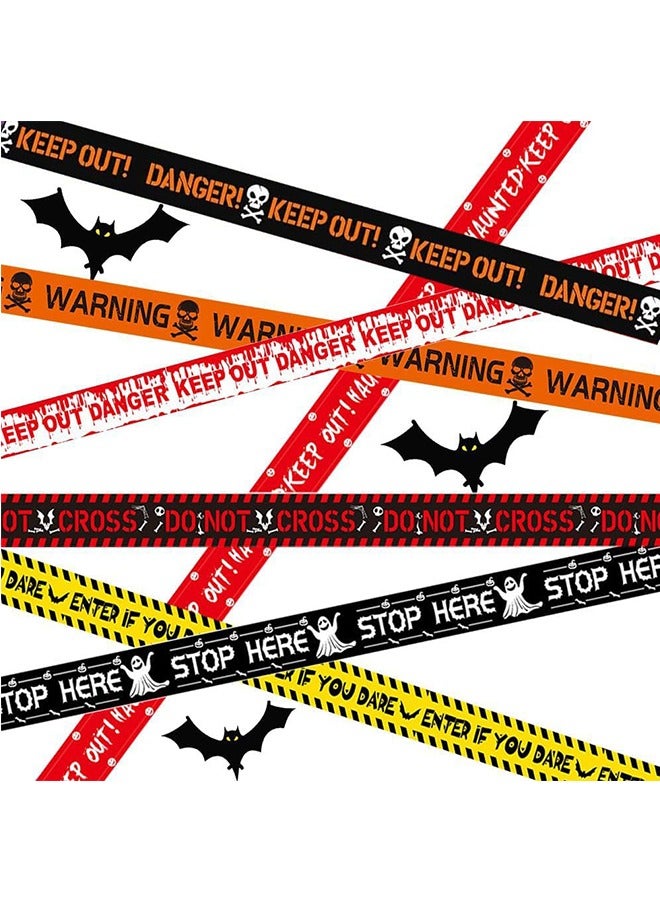 JCB CHIC ديكورات الهالوين، 7 قطع من شريط الديكور التحذيري للهالوين، حزمة شريط تحذير بطول 48 متر، ديكور لحفلات الهالوين - Image 1