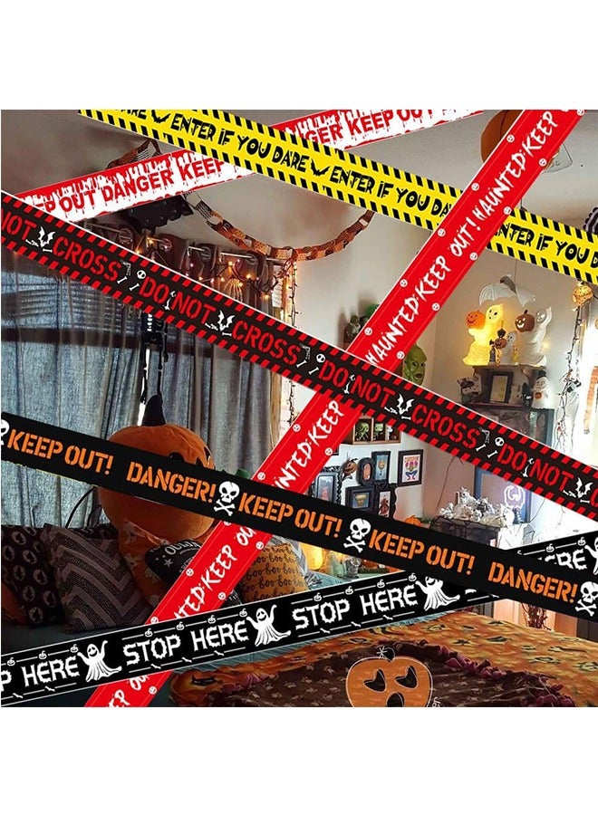 JCB CHIC ديكورات الهالوين، 7 قطع من شريط الديكور التحذيري للهالوين، حزمة شريط تحذير بطول 48 متر، ديكور لحفلات الهالوين - Image 4