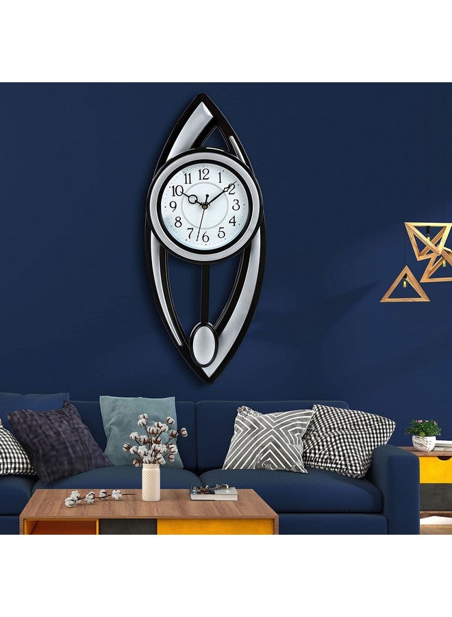 Harbour Analog Latest Stylish Plastic Wall Clock with Pendulum for Home Living Room Hall Bedroom (Silver , Size Height 52 cm X Width 22 cm) - Image 3