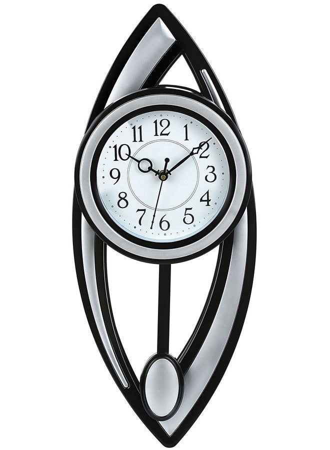 Harbour Analog Latest Stylish Plastic Wall Clock with Pendulum for Home Living Room Hall Bedroom (Silver , Size Height 52 cm X Width 22 cm) - Image 5
