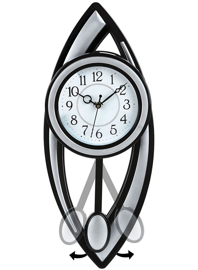 Harbour Analog Latest Stylish Plastic Wall Clock with Pendulum for Home Living Room Hall Bedroom (Silver , Size Height 52 cm X Width 22 cm) - Image 4