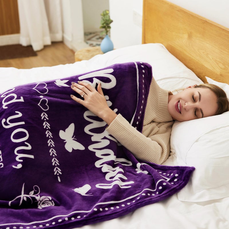 QUWOGY Birthday Gifts for Women/Men/Her/Him Friendship Blanket Purple 60"x50", Happy Birthday Decorations Women/Men Throw Blanket, Bday Gifts for Women Unique, Best Birthday Gift Idea - Image 4