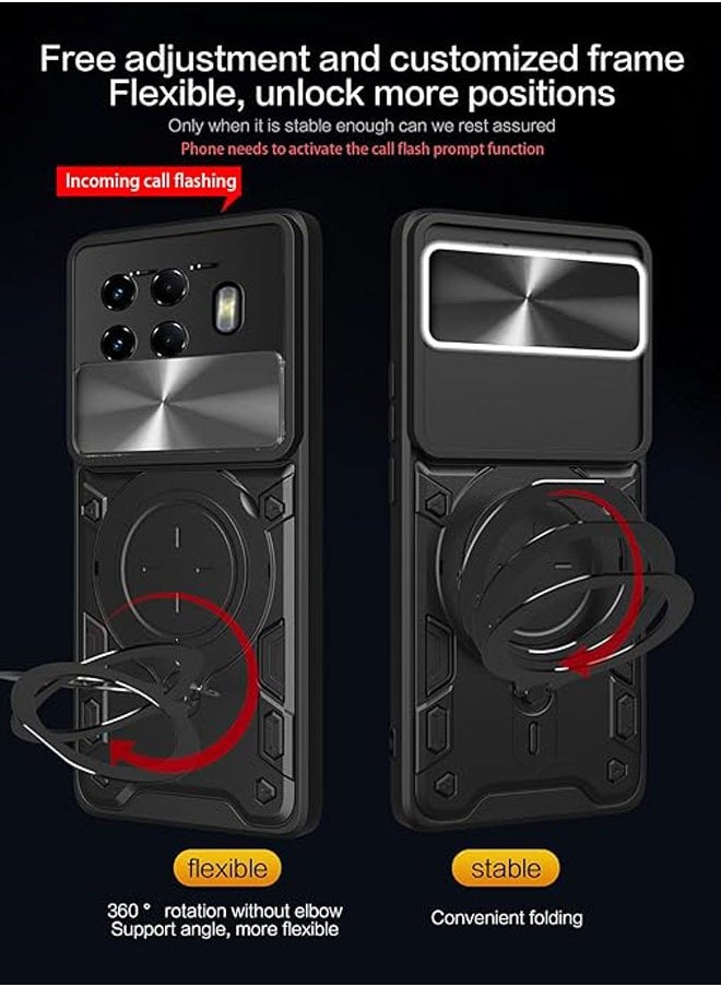 General - Compatible with Tecno Spark 20 Pro Plus Phone Case with Camera Lens Slide Cover, Magnetic Stand Lens Protection Phone Case is compatible with Tecno Spark 20 Pro Plus - Image 1