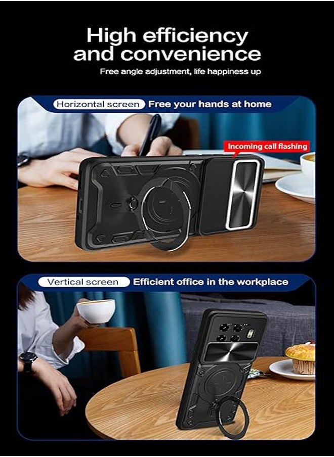General - Compatible with Tecno Spark 20 Pro Plus Phone Case with Camera Lens Slide Cover, Magnetic Stand Lens Protection Phone Case is compatible with Tecno Spark 20 Pro Plus - Image 1