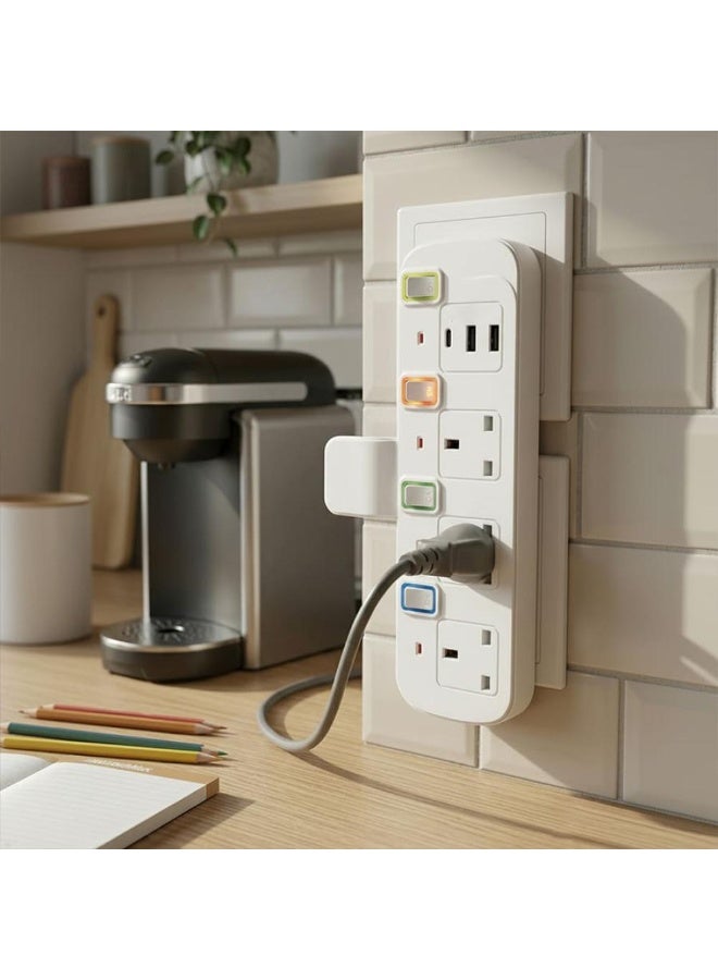 تراداماكس محول TradaMax متعدد 4 مخارج مع USB وType-C بقدرة 2000 واط (أبيض) - Image 5