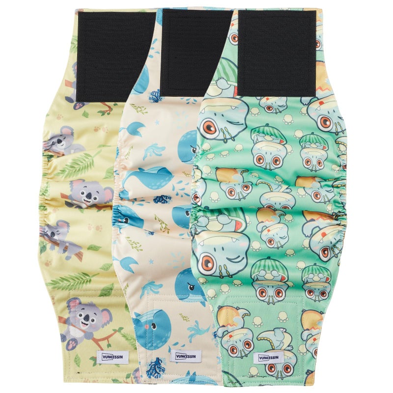 VUNCESSIN Washable Dog Diapers Male Reusable, Premium Belly Bands for Male Dogs Small, Pack of 3, High Absorbing Small Male Dog Pee Wraps for Doggie in Incontinence or Excitable Urination and Training(S) - Image 1