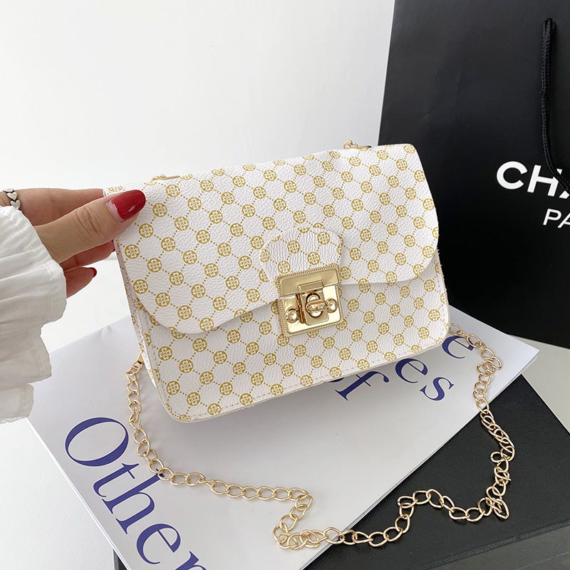 Bag Women'S 2021 New Point Digital Printing Lock Chain Small Square Bag Casual Mobile Phone Bag Small Bag - Image 1