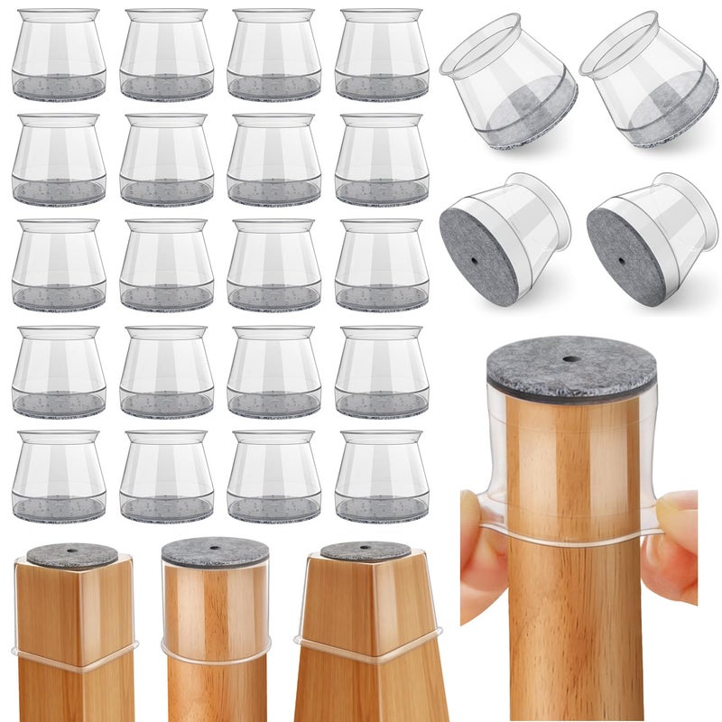 ANSIBLE 24 Pcs Chair Leg Floor Protectors Round, Silicone Felt Furniture Leg Pads Caps Covers for Hardwood Floors (Fit 1-5/16" to 2") - Image 1