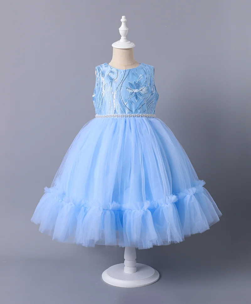 مارك وميا فستان مارك وميا بدون أكمام بتفاصيل مزخرفة - أزرق