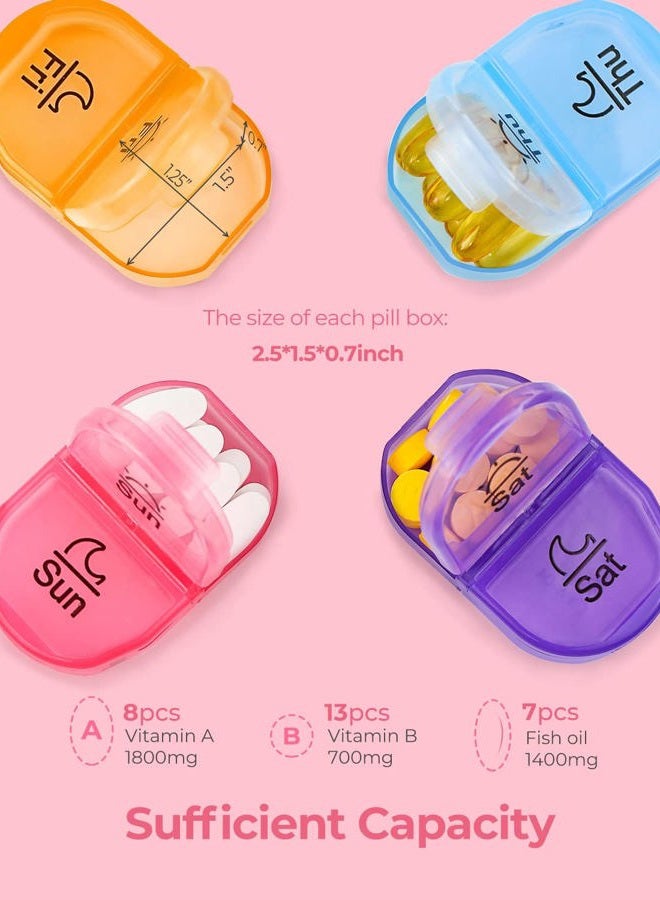 AMOOS Cute Pill Organizer 2 Times a Day, PU Leather Pill Case for Women, Portable Weekly Pill Box for Purse with Storage Bag to Hold Vitamins, Medications, Fish Oils, Supplements (Pink) - Image 3