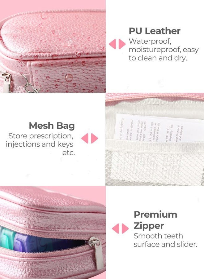 AMOOS Cute Pill Organizer 2 Times a Day, PU Leather Pill Case for Women, Portable Weekly Pill Box for Purse with Storage Bag to Hold Vitamins, Medications, Fish Oils, Supplements (Pink) - Image 4