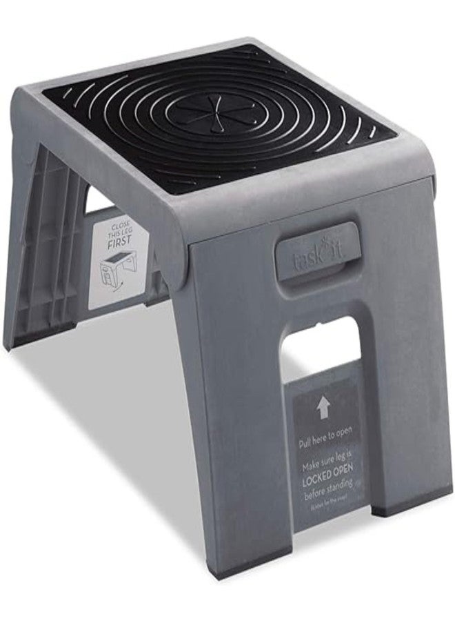 Cramer Folding Step Stool, 1-Step, 250 lb Capacity, 14w x 11.25d x 9.75h, Gray - Image 1