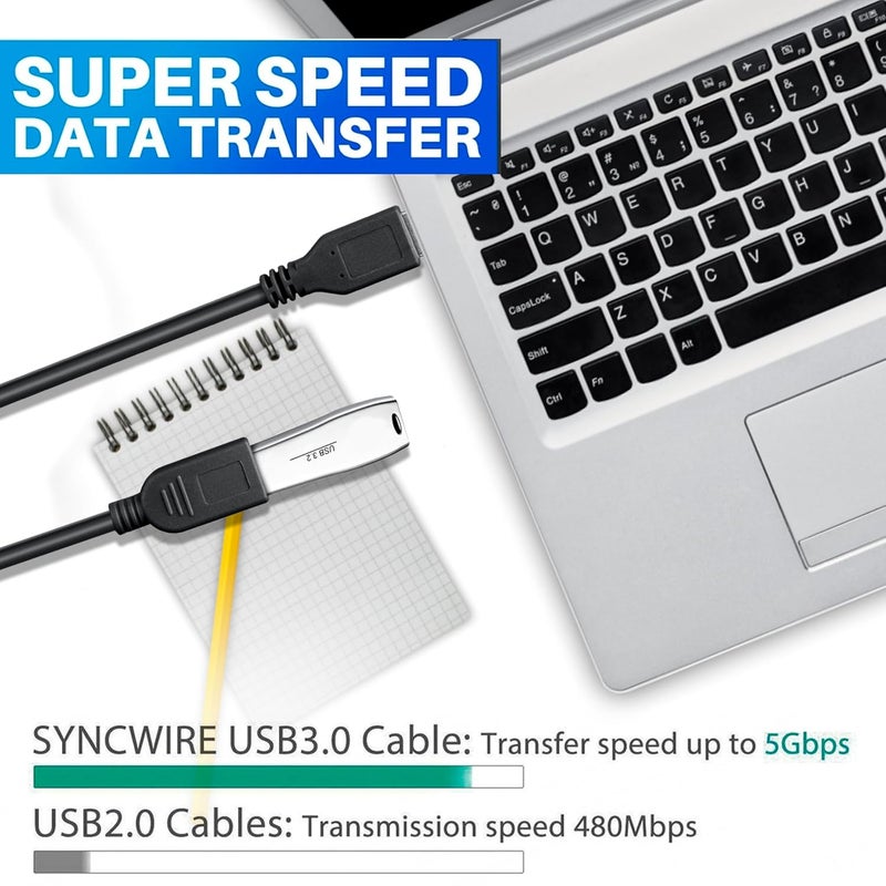 Storite USB 3.0 Extension Cable A Male to A Female – SuperSpeed 5Gbps Data Transfer Cord for Laptop, PC, Mac, Printer, Hard Drive, USB Hub (1.5 Meter / 150cm) - Image 3
